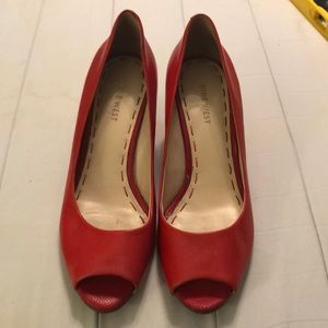 Nine West red leather wedges sz 7.5